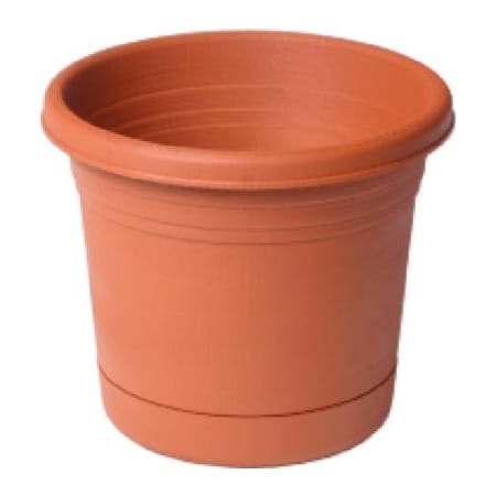 Southern Patio Riverland Planter With Saucer, 8 In Dia, Round, Poly Resin, Terra Cotta, Matte